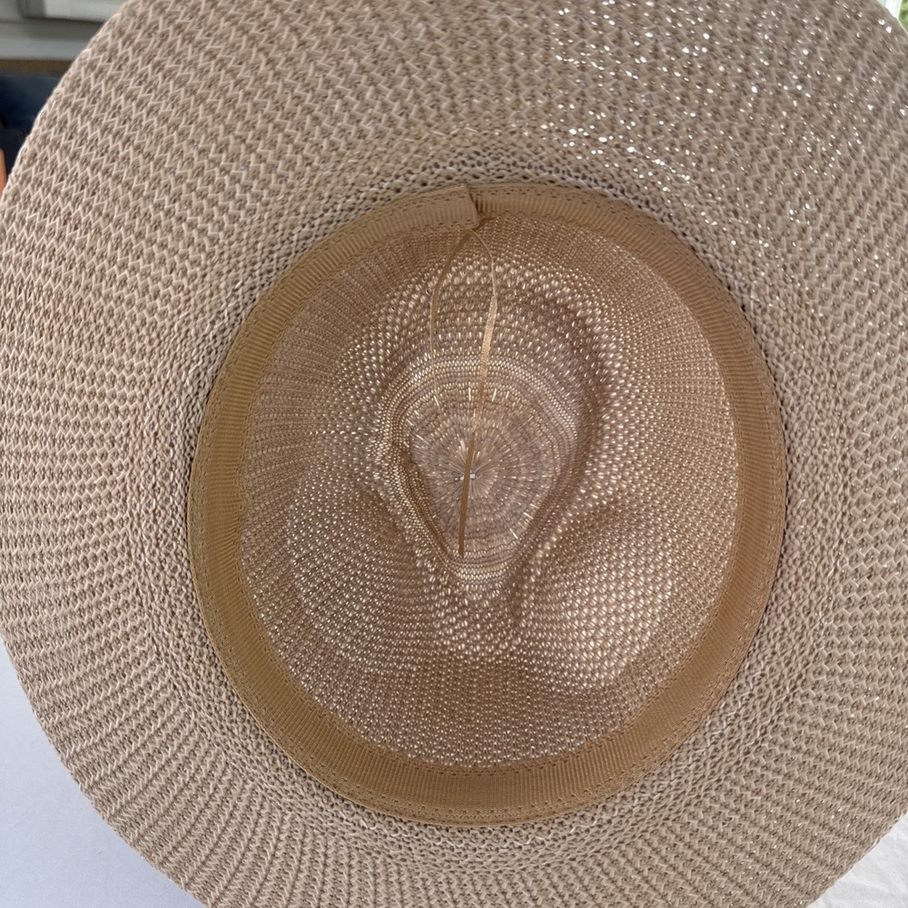 Women's Tan Straw Wide Brim Panama Beach Roll Up Bucket Hat Cap Size OS - Picture 5 of 5
